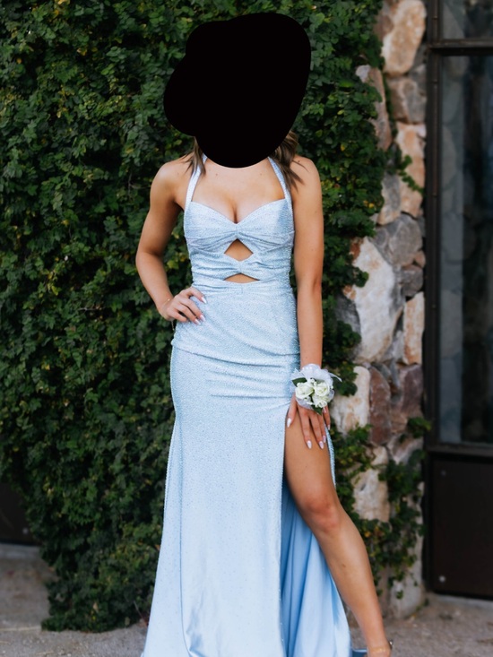 Sherri Hill Dresses & Skirts - Sherri Hill Light Blue Cutout Halter Prom Dress